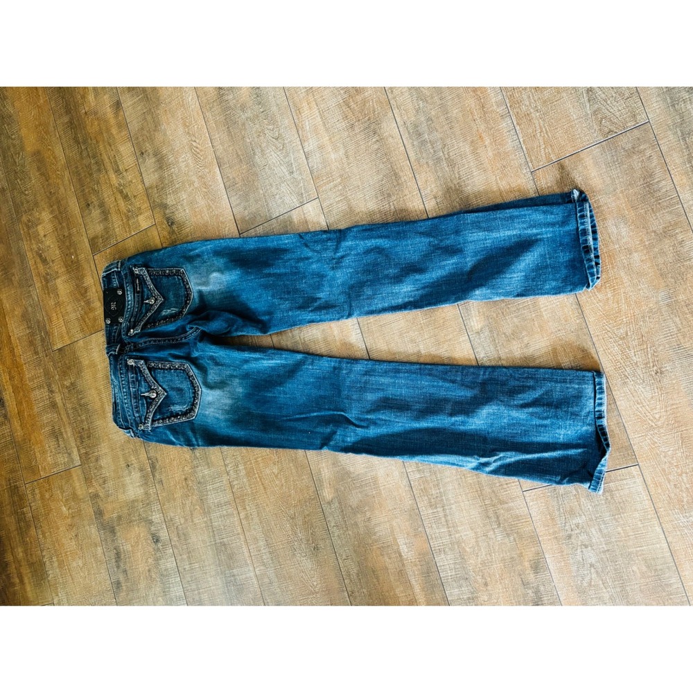 Miss Me JS5672B2 Bootcut Embellished Rhinestone Flap Pocket Jeans Blue Womens 30 - Picture 5 of 6